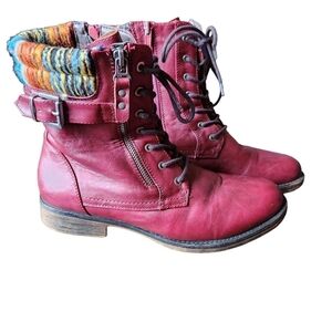 Taxi Red Sz.8 Richmond waterproof boho eclectic punkcore winter ankle boots
